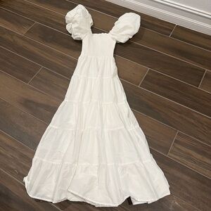 Petal & Pup White Maxi Dress with Puffed Sleeves